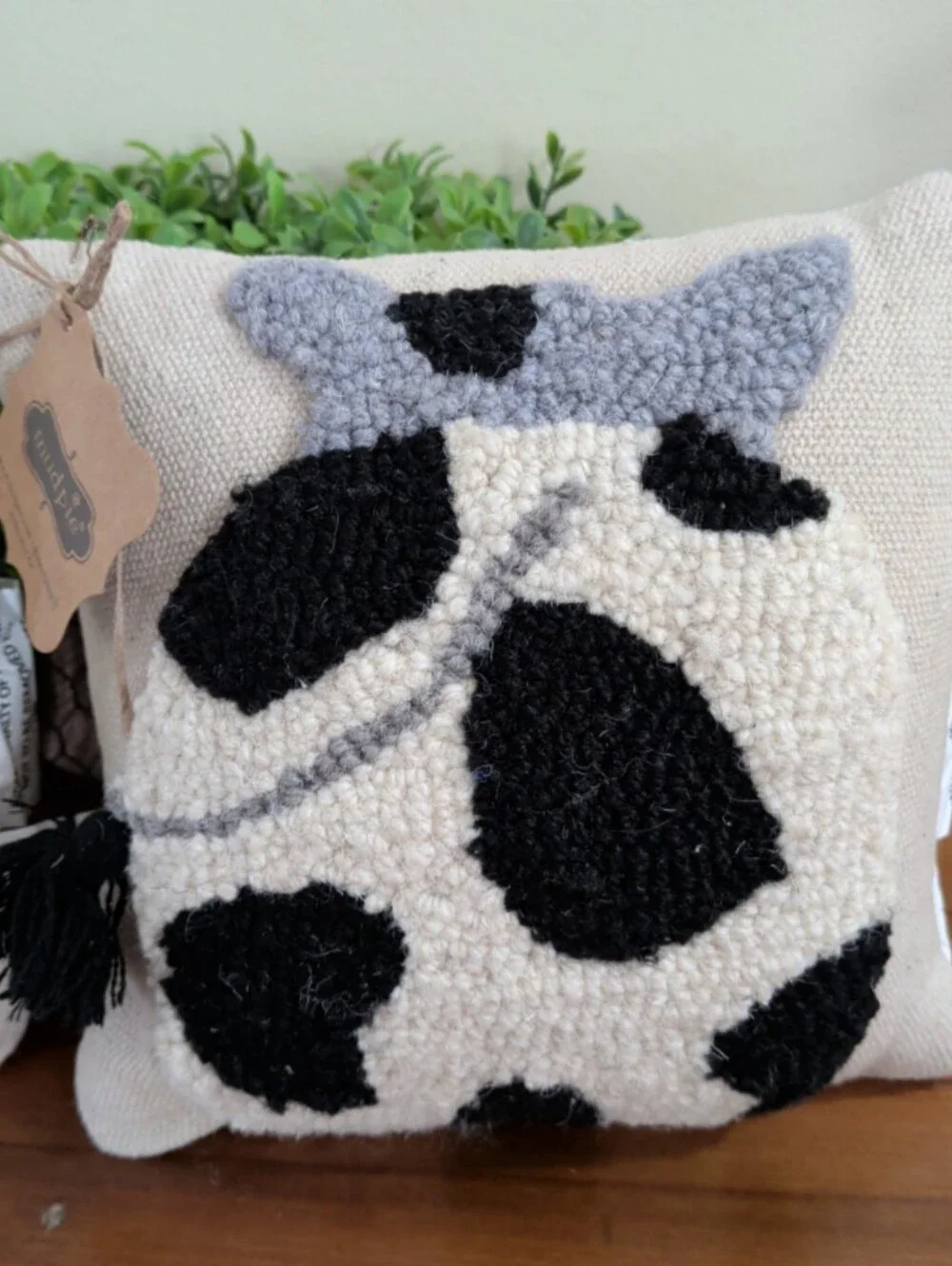 Mud Pie Mini Farm Hook Cow Pillow Set of 2